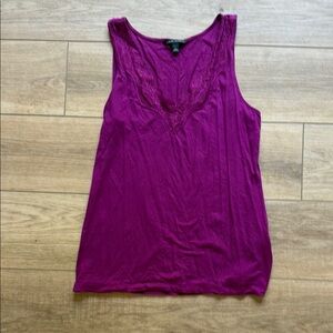 Banana Republic Purple Tank Top with Lace trimmed V Neckline